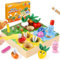 MilliGlee Magnetisches Angelspiel Montessori Spielzeug ab 2 Jahre Kinderspielzeug 4 in 1 Holz Magnetspiel Motorikspielzeug Holzspielzeug Geschenk für Junge und Mädchen ab 2 3 4 Jahre (4in1)