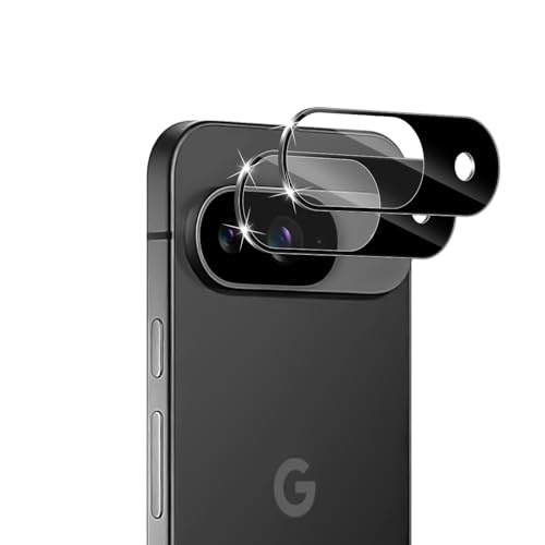 Holilo Kameraschutz für Panzerglas Kamera Schutzfolie für Google Pixel 9, 2 Stück Anti-Kratzen HD Klar 9H Härte Kamera Linse Blasenfrei Displayschutzfolie Hartglas Kameraschutz - Schwarz