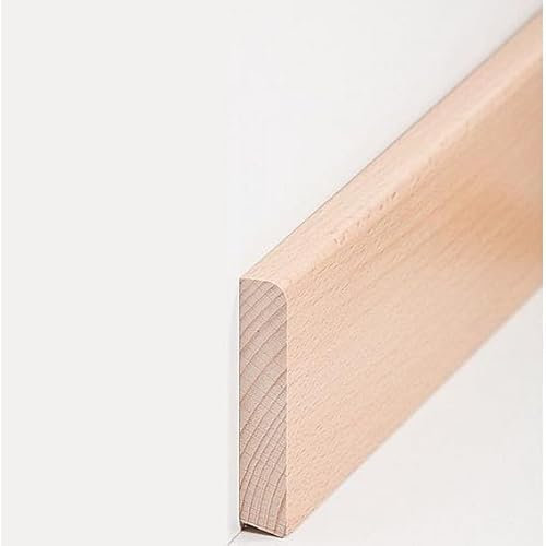 Sockelleiste Massivholz 13 x 70 x fallende Längen bis ca. 2500 mm Massivholz Buche zum Kleben, Schrauben & Nageln Fußleiste by PROVISTON 25 Meter | 10 Stück