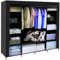 MT MALATEC Kleiderschrank Stoffschrank Groß 170x170 cm Stabil 2 Kleiderstangen 14 Fächer Faltschrank für Schlafzimmer Ankleidezimmer Garderobe Schwarz 23740