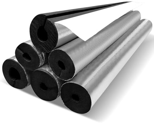 Isolante de Tuyau Anti-Gel Et Calorifuge, 22-219mm ID Tube en Mousse pour Tuyaux Extérieurs, Conduites D'eau Chaude Et Froide, Longueur 0.9M Manchon Isolation en Papier D'aluminium Semi-fendue(ID 76mm