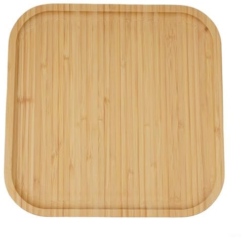 Entgoinggo Wood Serving Tray, Wooden Color Square Serving Tray Snack Tray, for Food And Tableware Serve Tea Coffee Classic Wooden Decorative Living Room Outdoors(25x25x1.5cm)