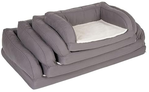 ZOOPLUS Orthopädisches Hundesofa | Hundebett | Memory Foam-Matratze | anschmiegsamer Bezugsstoff | hoher Rand | inkl. Plüschauflage (M - L 90 x B 60 x H 30 cm)