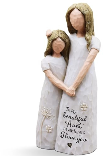 AcowSpt Aunt and Niece Figurine, Cream, Auntie Gift Ideas, Gifts for Aunts, Sculpted Hand-Painted Resin Statue