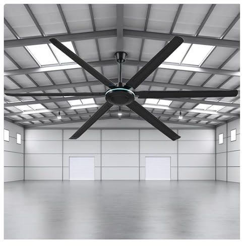 GOYUXV Ventilador De Techo Grande De 80 Pulgadas Y 6 Aspas, Ventilador De Techo Negro Industrial Extra Grande, Estructura De Aspas De Hierro Con Motor Con Núcleo De Cobre, Con Control Remoto