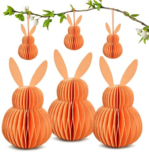 matches21 HOME & HOBBY Osterdeko Ostereier zum Aufhängen orange 6er Set Dekohänger - Ø 6 x 10 cm als Frühlingsdeko aus Papier