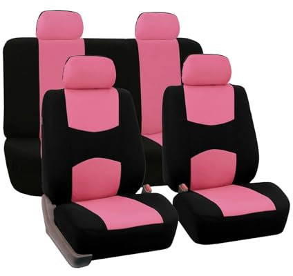 MeKnMoney Auto Sitzbezüge Sets FüR Mini Cooper R50 R52 R53 2002-2026, Bequem Schonbezüge Atmungsaktiv Sitzschoner Innenraum Zubehör,D/Black Pink