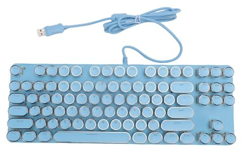 XUMIUZIY 87 Tastiera da Gioco Meccanica Chiave, Retroilluminazione RGB, Interruttore Blu, Tasti di Tastie in Stile Punk, Prova D'acqua, Plug Play USB per PC, Laptop, Tastiera Cablata (BLUE)