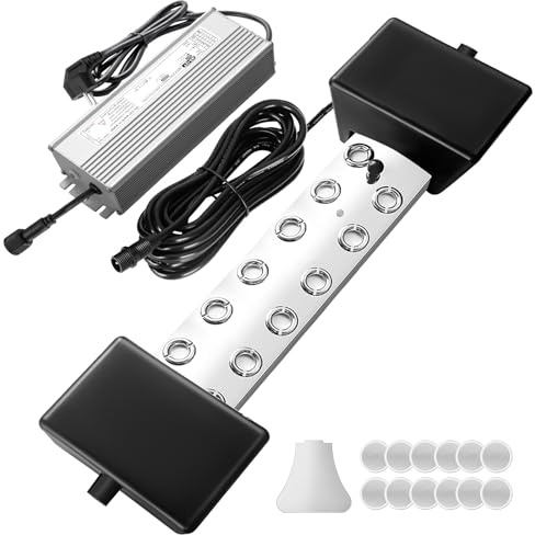 Ultraschall Nebelmacher Nebler Luftbefeuchter, 12 Köpfe 9000ml/H 400W Hohe Nebelausgabe Halloween Mister Fogger für Teich, Gewächshaus, Luftbefeuchtung, Dekoration (mit Ersatzmembranen) (12 Head)