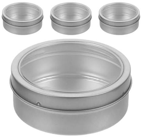 OSALADI Magnetische Gewürzdosen aus Edelstahl 9cm Rund – 4 Stück Aufbewahrungsset für Küche Kühlschrank Wohnmobil Platzsparende Gewürzbehälter mit Magnetischem Boden