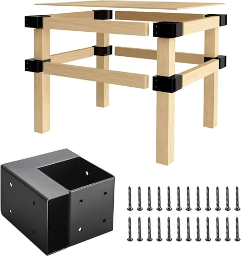 Heavy Duty Workbench Brackets Kit, 8 PCS 4''x4'' Metal Workbench Leg Frame Braces, for 4x4 & 2x4 Lumber, DIY Table Building Kit with Pre-Drilled Holes for Workbench Table, Shelving, Garage Storage