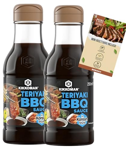 Salsa Teriyaki BBQ in Stile Coreano, 2 x 250 ml (500 ml Totali), Marinata e Salsa BBQ per Carne, Pollo e Verdure, Mini Ricettario Incluso - (beebunch)