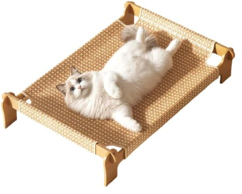 Lit surélevé pour Chat Lit surélevé en Bois tressé Respirant | Lit hamac en bois pour extérieur intérieur porche terrasse jardin voyage camping-car voiture camion maison road trip