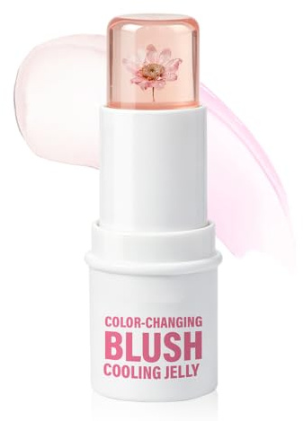 Color Changing Creme Blush Stick, Farbwechselndes Rouge Stick für Augen Wangen Lippen, Jelly Face Cream Blush Tint mit Blumen Essenz, Feuchtigkeitsspendend & Natürlich Milk Makeup Rouge, Alle Hauttöne