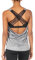 icyzone Damen Sport Tops mit Integriertem BH - 2 in 1 Yoga Gym Shirt Fitness Training Tanktop (S, Grey Melange)