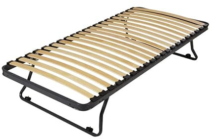 EBAC Literie Sommier en métal gigogne 80x190-20 Lattes Bois - Gain de Place - Made in France