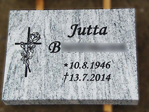 designgrab Grabplatte aus Granit Viscont White, inkl. Beschriftung von Vor- und Nachname sowie Geburts- und Sterbedatum