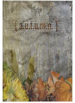 3dRose - Beverly Turner Autumn Design - Word Autumn, Fall Leaves on Gray Leaf Background - Towels (twl-254443-1)