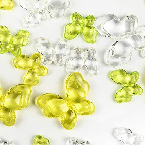 naninoa Streudekoration Schmetterlinge 100ml transparent grün, Streudeko Tischdeko Frühlingsdeko Perlen Hochzeit