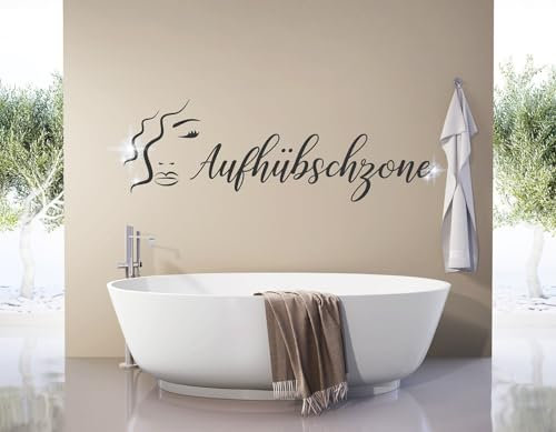 tjapalo® pkm459 Wandtattoo jugendliche Mädchen Wandtattoo Frauen Wandtattoo Badezimmer Sprüche Wandsticker Aufhübschzone mit Glitzer Kristallen, Farbe: königsblau, Größe: B58xH20cm