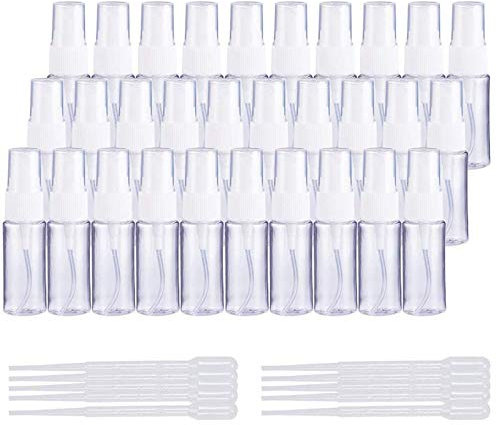 LANGING 20-ml-Sprühflaschen aus Kunststoff, leere Behälter für Reise, Mini-Nebelflaschen, unterteilt, 30 Stück