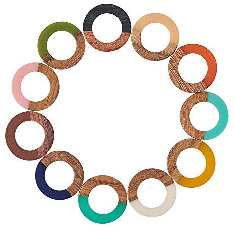 Airssory Verbindungsringe aus Kunstharz und Massivholz, für Schmuckherstellung, Bastelzubehör, 18 mm, 50 Stück