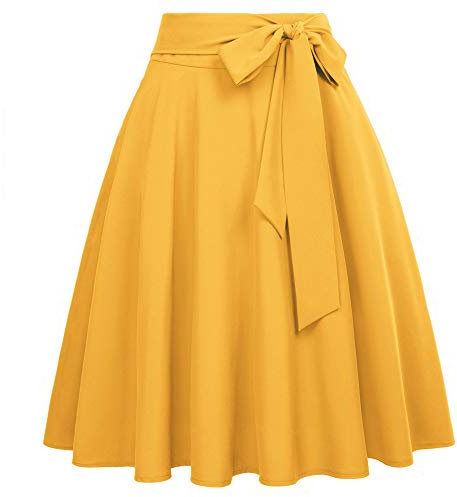 Freizeit Rock Frauen high Waist Rock Vintage Rock Party gelb Casual Rock BP561-4 2XL