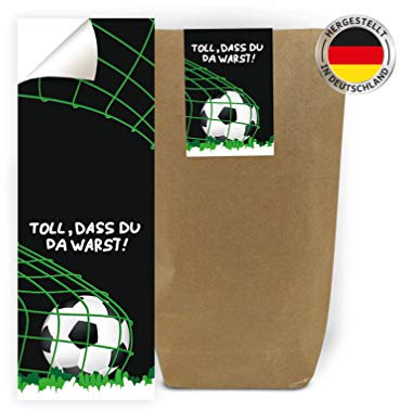 12 Geschenktüten + 12 Aufkleber Fussball Fußball Party-Tüten für Mitgebsel Gastgeschenke beim Geburtstag Kindergeburtstag Mädchen Jungen Geschenkverpackung