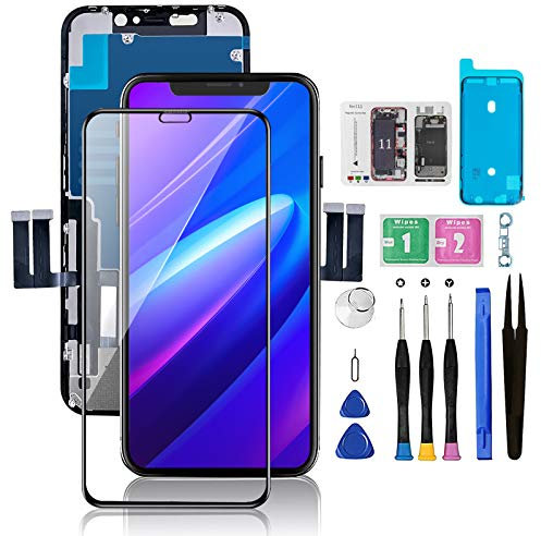 Bsz4uov für iPhone 11 Bildschirm Ersatz 6,1”, 3D Touch Screen LCD Display Digitizer für A2111, A2223, A2221 mit Reparatur Kits+ Wasserdichter Rahmen Kleber + gehärteter Bildschirmschutz + Face ID