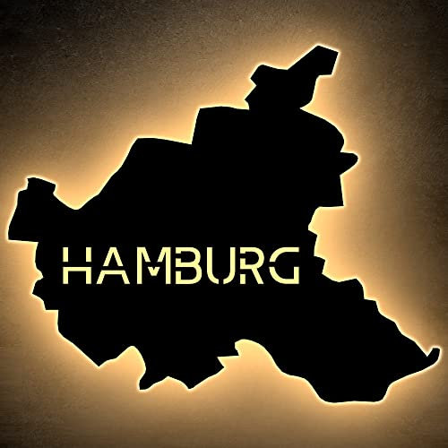 Led Hamburg personalisiert mit Wunschtext Lasergravur Schlummerlicht für Schlafzimmer Wohnzimmer Geschenk