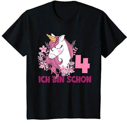 4. Geburtstag Mädchen Pferd 4 Jahre Einhorn Geburtstags T-Shirt