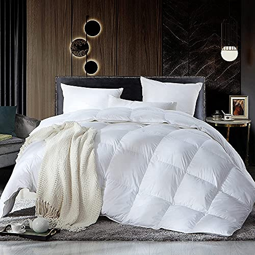 Softland Daunendecke 200x200 cm Luxuriöse Naturprodukt Bettdecke Steppdecke Decke Weiß 1400g
