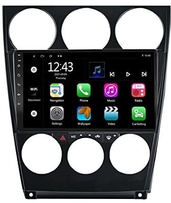 EZoneTronics Android Autoradio Stereo für Mazda 6 Atenza 2002-2014 mit Carplay und Android Auto 9 Zoll Touchscreen GPS Navigation Bluetooth USB WLAN SWC FM/RDS Radio Player 2G RAM + 32G ROM