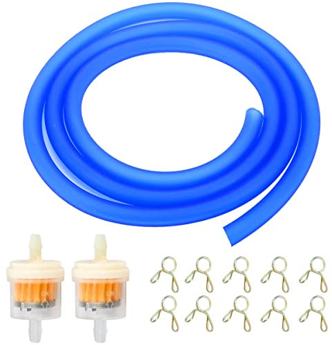 ZAMDOE Fuel Line Hose Tubing Petrol Pipe Filter Clamps for ATV Dirt Bike Go Kart Most Chinese Scooter Moped Pocket Bike Motorcycle Parts Gas Line Blue