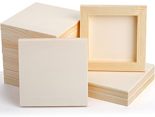 Frcctre 12 Pack 4.7 x 4.7/12 * 12cm Unfinished Wood Panel Boards, Square Pine Wood Cradled Painting Canvas Panel Boards, Natural Unfinished Hand Draw Wooden Panels for Painting, DIY Crafts