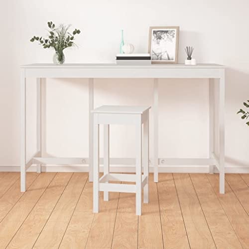 WIFESE Bartisch Weiß Stehtisch KüChentisch Kleiner Tisch Klein Stehtische Bartisch KüChe Bistrotisch KüCheninsel Kleiner Esstisch Wandtisch Industrial MöBel Kaffeebar 180x80x110 cm Massivholz Kiefer