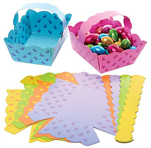 Baker Ross FX545 Osterkörbchen Value Pack - 30er-Pack, Basteln Sie Ihre eigenen Körbe für die Ostereiersuche für Kinder