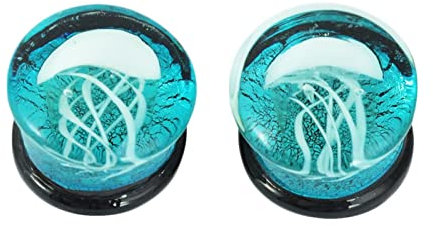 KnSam 2 Stück Tunnel Dehnstab Stein, Blau Tunnel Ohr 8mm Ohrringe Mädchen Piercing Schmuck