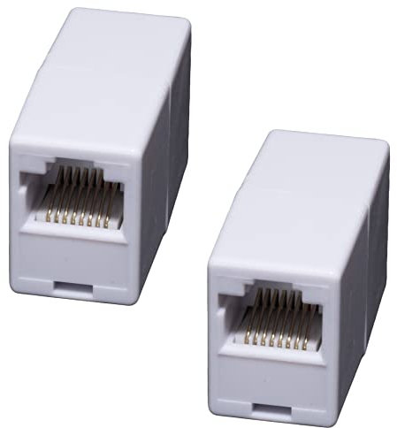 Aerzetix - C65990 - Set di 2 raccordi connettori accoppiatori RJ45 2x8p8c LAN per cavo di rete, spina femmina - montaggio in superficie - informatica computer PC ethernet - colore: bianco
