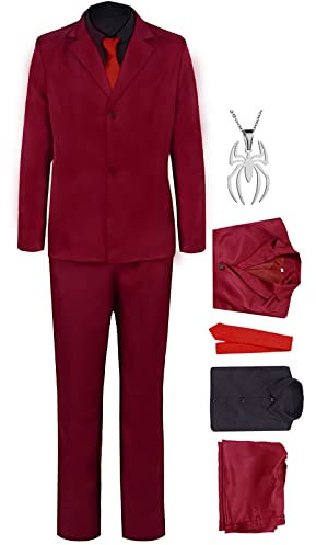 Anime Cosplay Kostüm ONE PIECE Vinsmoke Sanji Outfits Uniform mit Halskette Kostüm für Erwachsene Partykostüme Geeignet für Bühnenspiele, Geschenke, Cosplay-Liebhaber, Comics Expo (Rot, M)