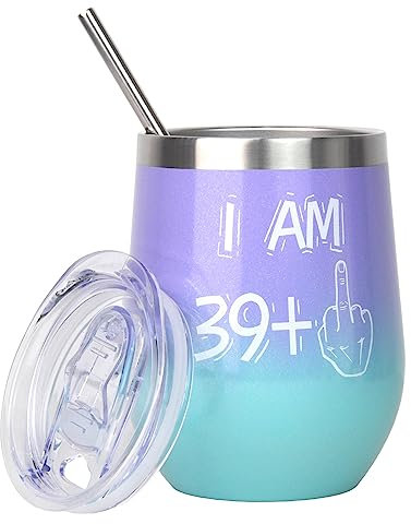 BOKALAKA 40. Geburtstag Frauen, 40. Geburtstagsgeschenk FüR Frauen, Edelstahl Weinbecher Geschenke 40 Geburtstag Frau, 30. Birthday Gift (350ml)