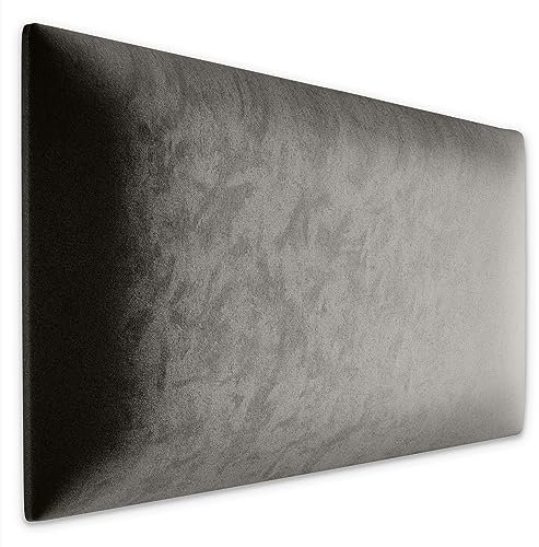 Muralo Samt Wandkissen Stoff Polsterpaneel Schlafzimmer Wohnzimmer Bett Wandpolster Bettkopfteil Lendekissen Modern Luxus Gepolstert Polster Paneel (Grau, 60 cm x 40 cm)