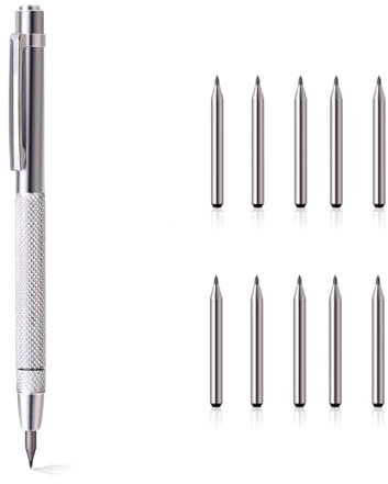EIHI Penna per Incisione Penna Incisione Metallo, in Tungsteno per Incidere su Legno, Acciaio e Vetro, Viene Fornito con 10 Punte di Penna aggiuntive