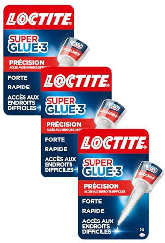 Loctite Super Glue-3 Précision, colle forte pour réparations précises, colle liquide tous matériaux, colle transparente à séchage rapide, flacon 5 g (Lot de 3)