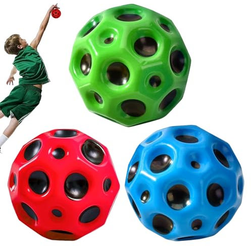 3 Stück Astro Jump Ball, Mini Jump Ball, Moon Ball, Space Moon Ball, Super High Bouncing Lightweight Springen Ball, Interaktives Spielzeug zum Stressabbau, Toy for Kids Party Gift(Rot+Grün+Blau)