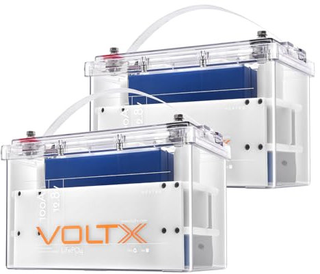 VoltX LiFePO4 100Ah 12V [2 Pack] Lithium Batterie Heizfunktion 100A BMS 2560Wh Kapazität LiFePO4 Akku Deep Cycle mit 4000+ Tiefzyklus für Wohnmobil, Solare Heimanlagen, Camping, Boot