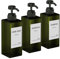 Anhow 3er Seifenspender Kunststoff, 500ml PETG Seifenspender mit 16pcs Kategorie Etiketten für Küche und Badezimmer Dusche/Küche/Badezimmer - Grün/ 500ml
