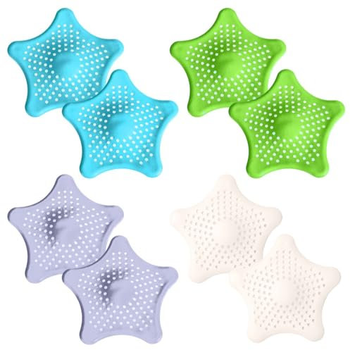 EAVUYIS 8 PEZZI Filtro Universale in Silicone per Scarichi, Protezioni per Scarico Cucina, Lavello cucina, Lavandino Bagno, Raccogli Capelli per Vasca da Bagno e Doccia