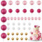 LARDUX 45 PCS Ball Cake Toppers - Baking Cake Decorations DIY Mini Balloon Cupcake Insert for Birthday Party Baby Shower Wedding - Hot Pink