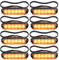 Justech 8PCS Luces Estroboscópicas de Montaje en Superficie 6LED Luces de Emergencia IP65 Impermeable 22 Modos de Flash Luz Ámbar de Advertencia para 12V/24V Camión